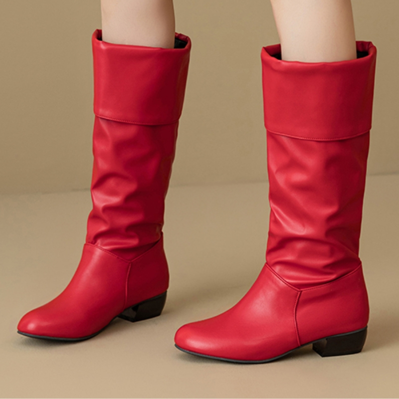 Waterproof Winter Boot - Slip-on kniehoge laarzen Geplooide herfstschoenen Dames