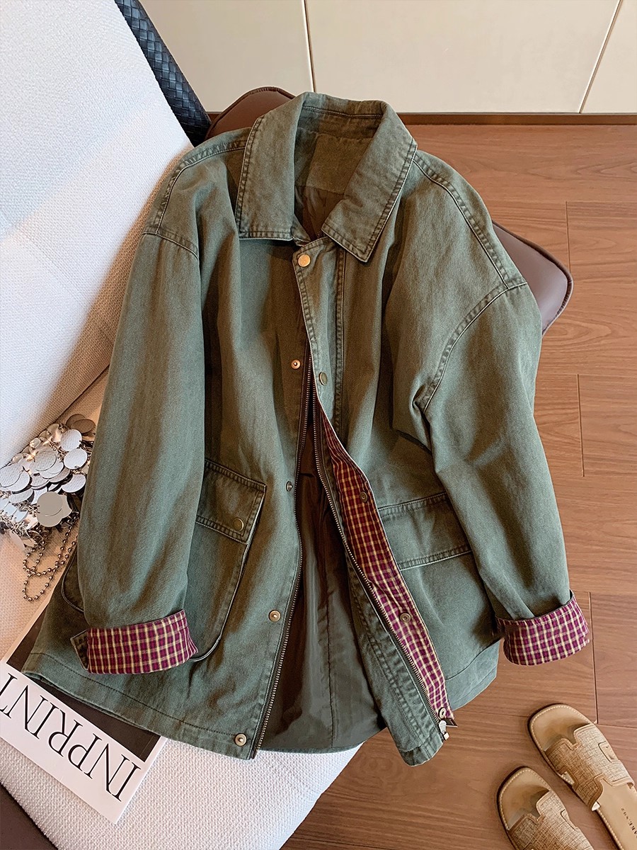 Vintage legergroen denim jack  - Down Jacket Packable recensie en prijs